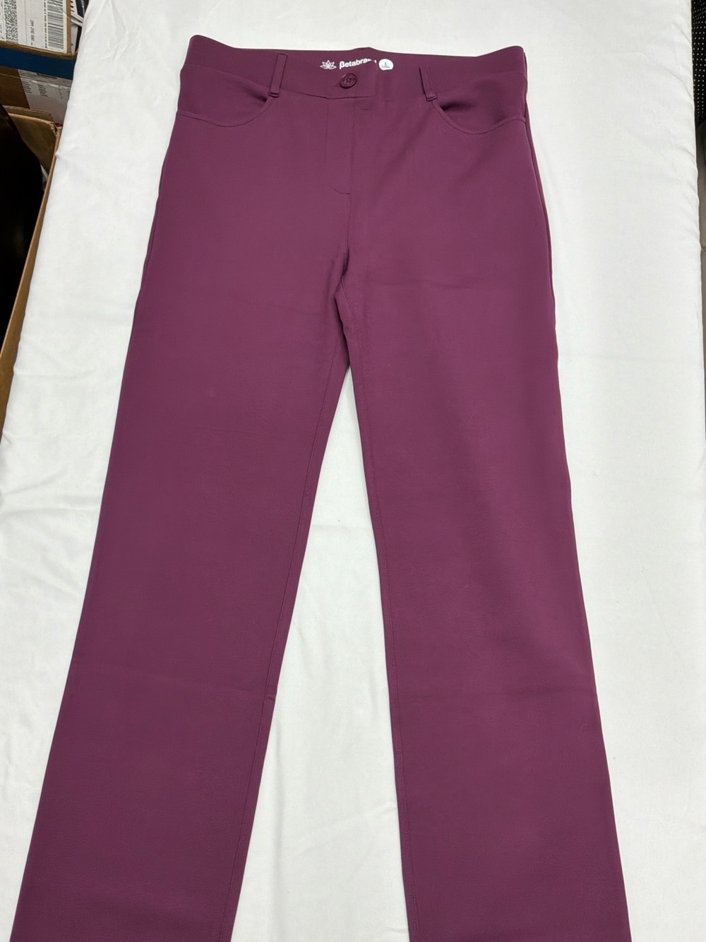 Betabrand Plum Straight-Leg Stretch Pants